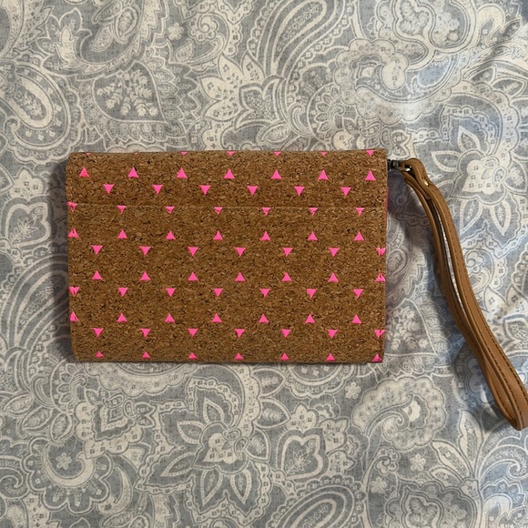 Cork Wristlet with Pink Triangles - Picture 2 of 3